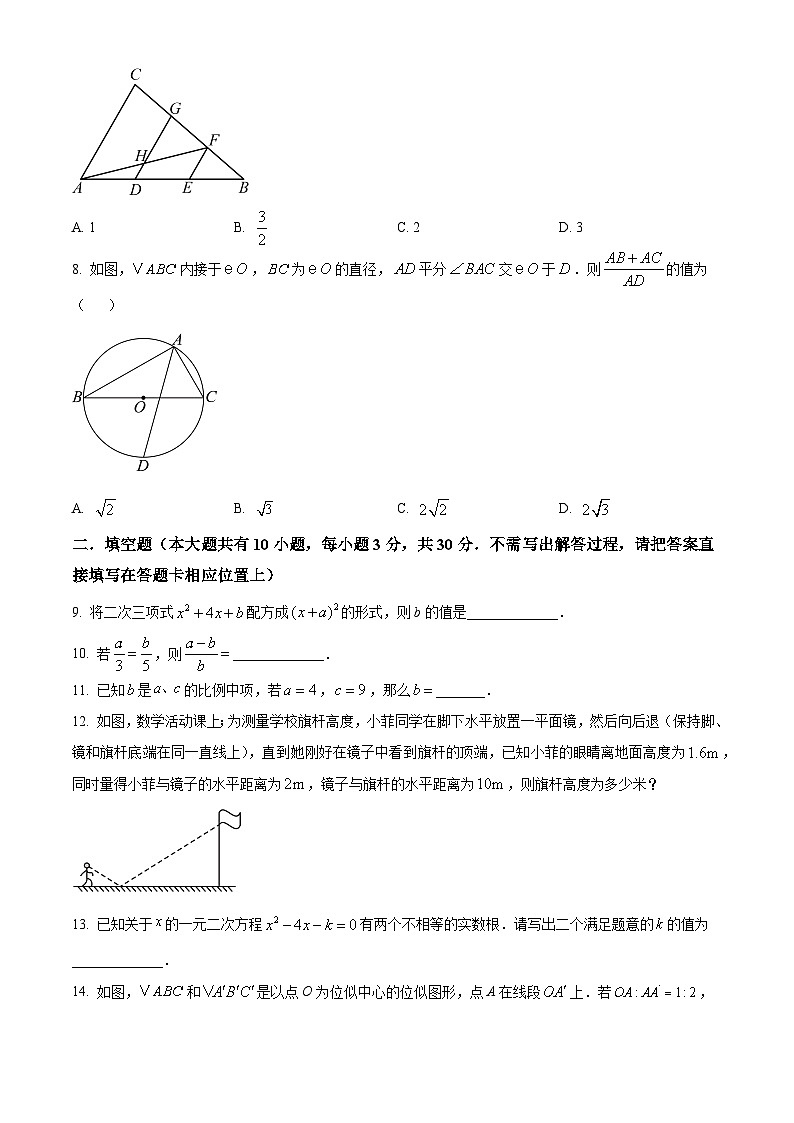 江苏省扬州市宝应县2024-2025学年九年级上学期期末测试数学试卷（原卷版+解析版）第2页