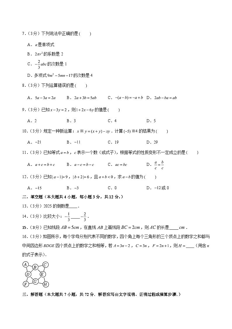 2024-2025学年广西钦州市浦北县七年级（上）期末数学试卷 (含解析)第2页