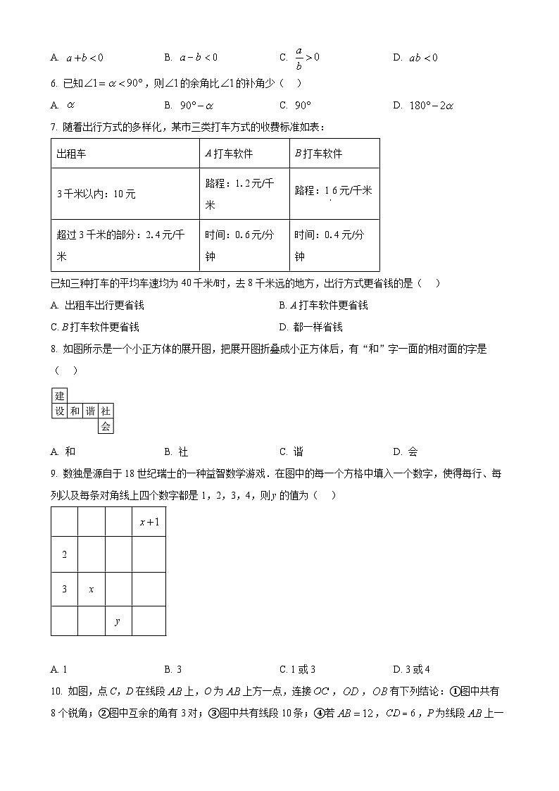 广西壮族自治区玉林市玉州区2024-2025学年七年级上学期期末考试数学试题（原卷版+解析版）第2页