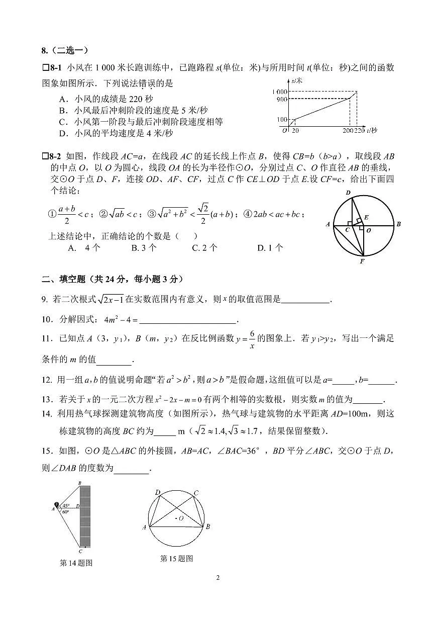 2025北京人大附中朝阳学校初三（下）月考统练五数学试卷第2页