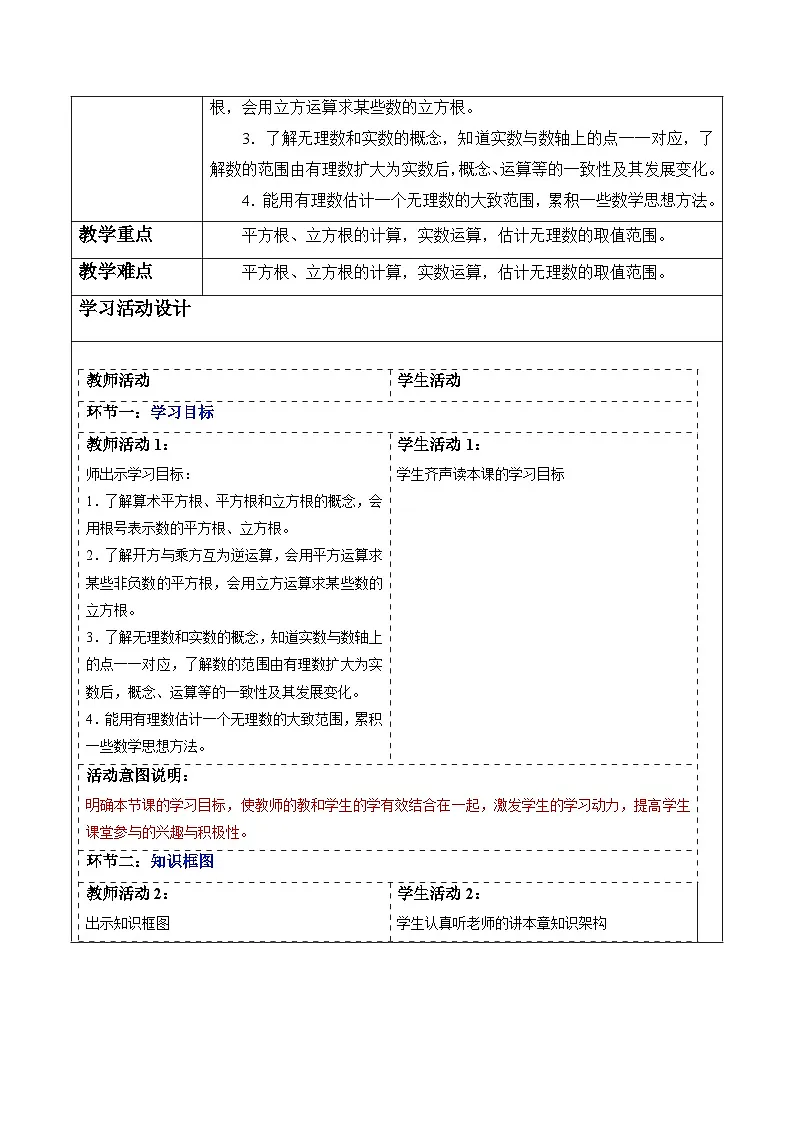 第八章 实数 章末复习-教案第2页