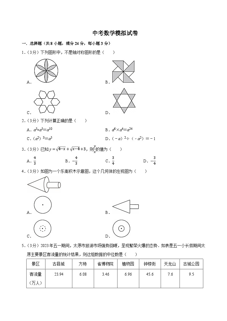 2025年江苏省徐州市中考数学模拟试卷附答案第1页