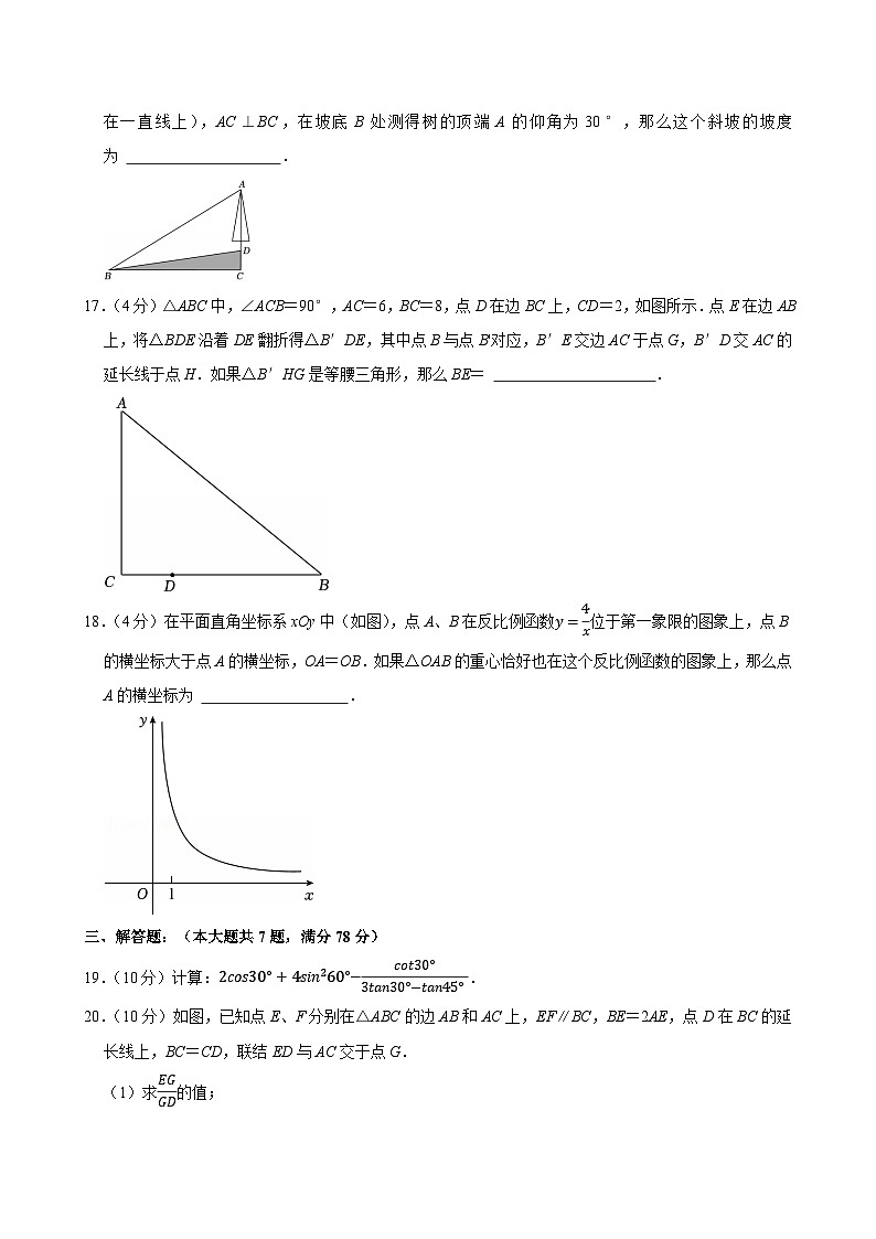 2025年上海市普陀区中考数学一模试卷附答案第3页