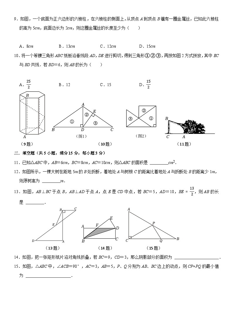+第一章勾股定理期中复习试题+++2024—2025学年北师大版数学八年级上册第2页