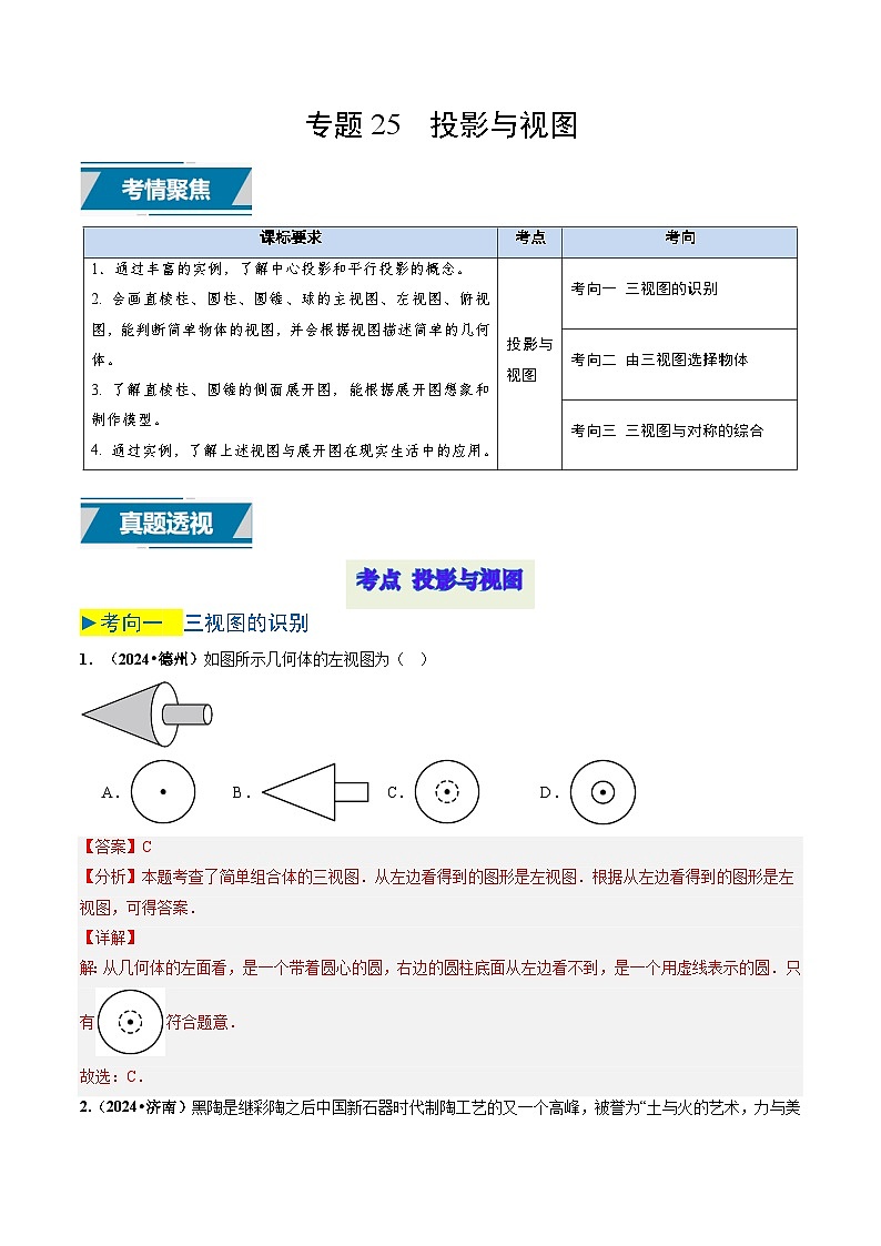 专题25 投影与视图（解析版）第1页