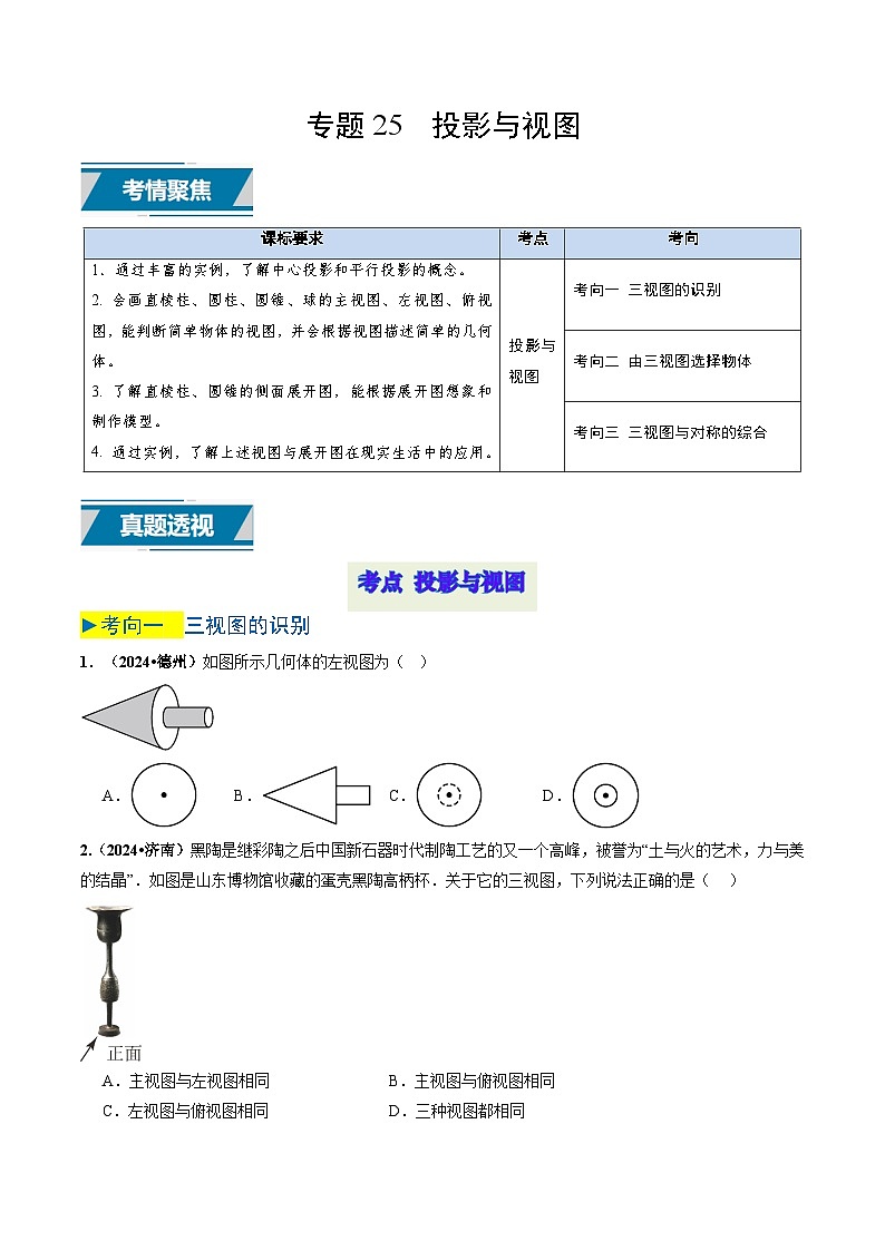 专题25 投影与视图（原卷版）第1页