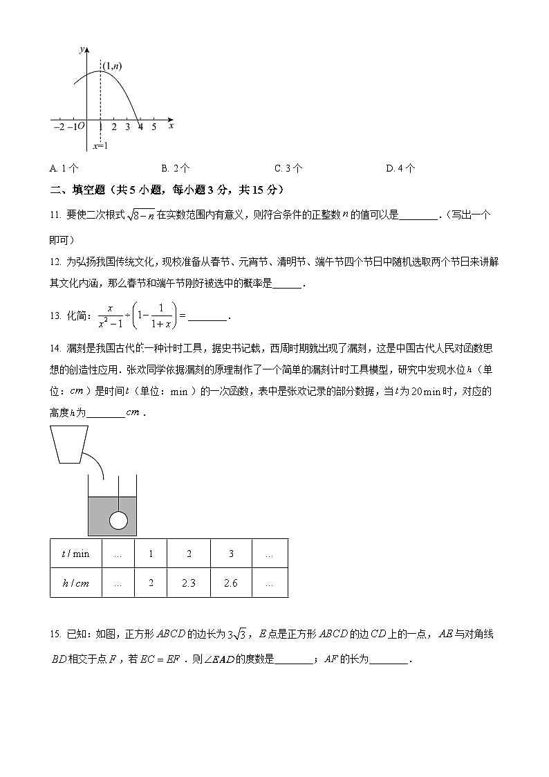 2025年湖北省黄冈市部分学校九年级中考一模数学试题（原卷版+解析版）第3页