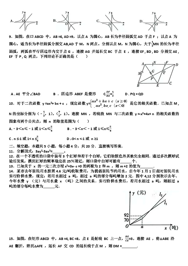 2025年九年级下学期数学模拟考试试题以及答案(适用北师大版)第2页