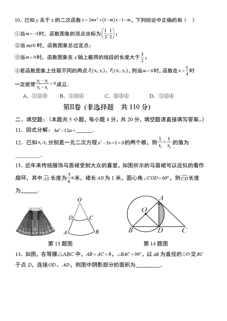2025年3.21济南市市中区九年级中考一模前测数学上试题（无答案）第3页