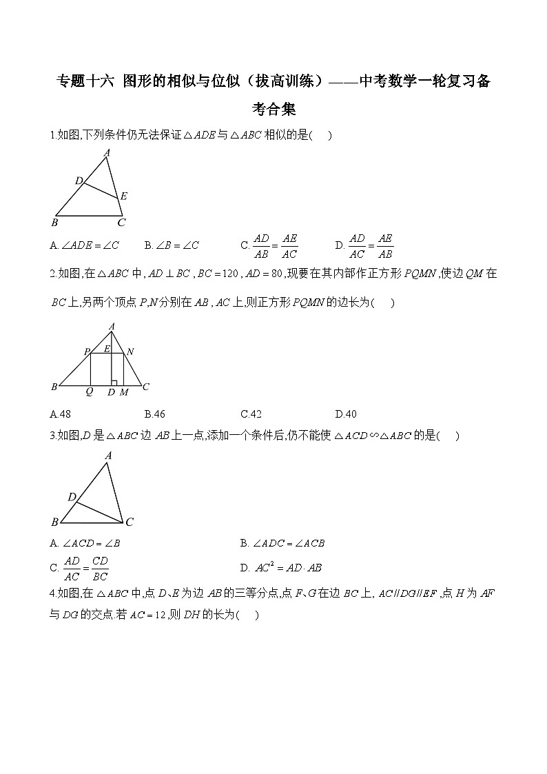 中考数学一轮复习备考专题16： 图形的相似与位似（拔高训练）第1页