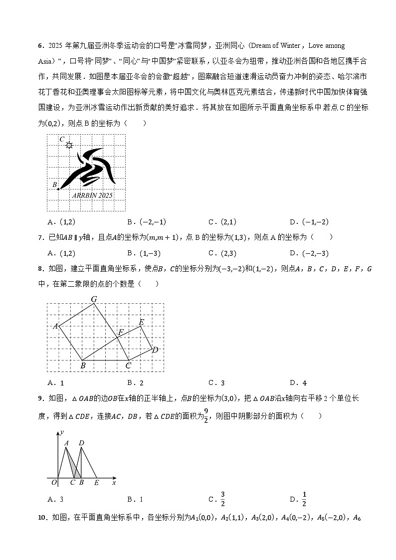 2024-2025学年人教2024版七年级下册数学第九章平面直角坐标系单元提高试卷第2页
