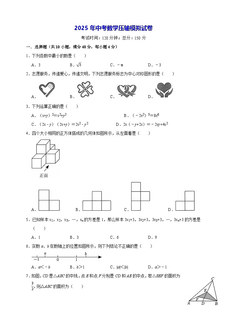 2025年中考数学压轴模拟试卷（含答案解析）第1页