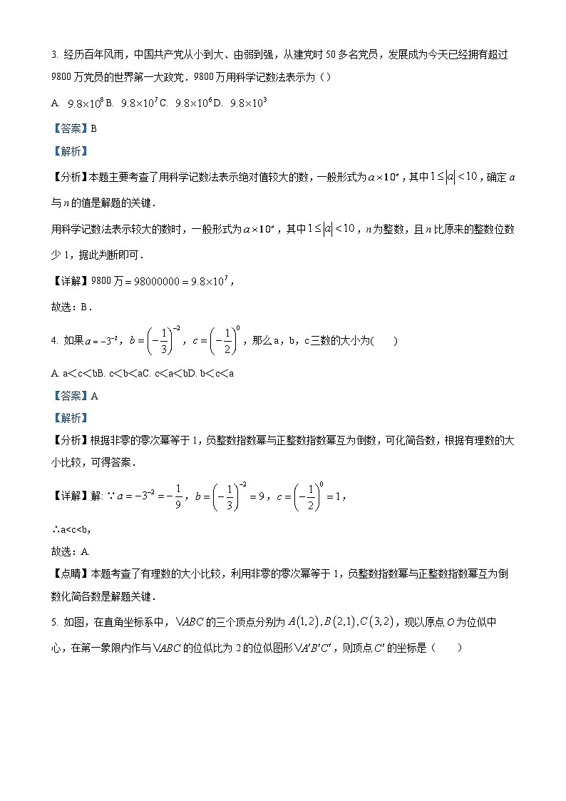 精品解析：2024年四川省绵阳市中考数学一诊试题（解析版）第2页