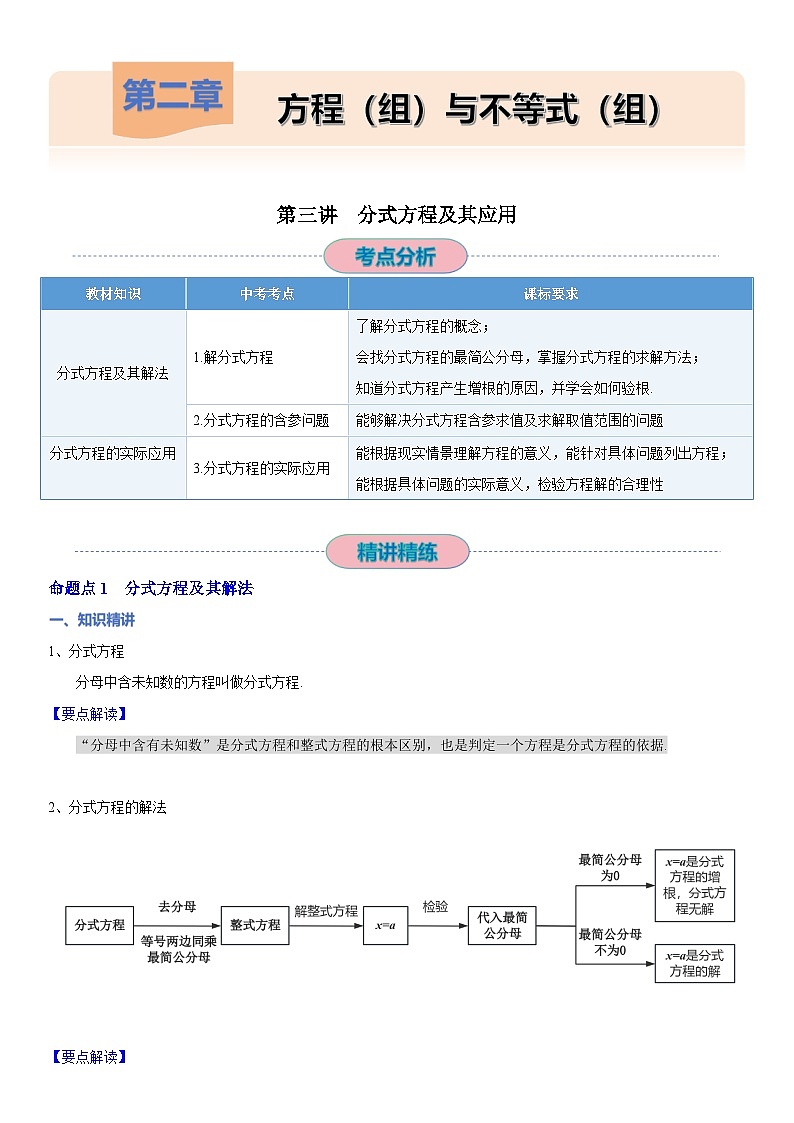 【精讲精练】07 第二讲分式方程及其应用（解析版）第1页