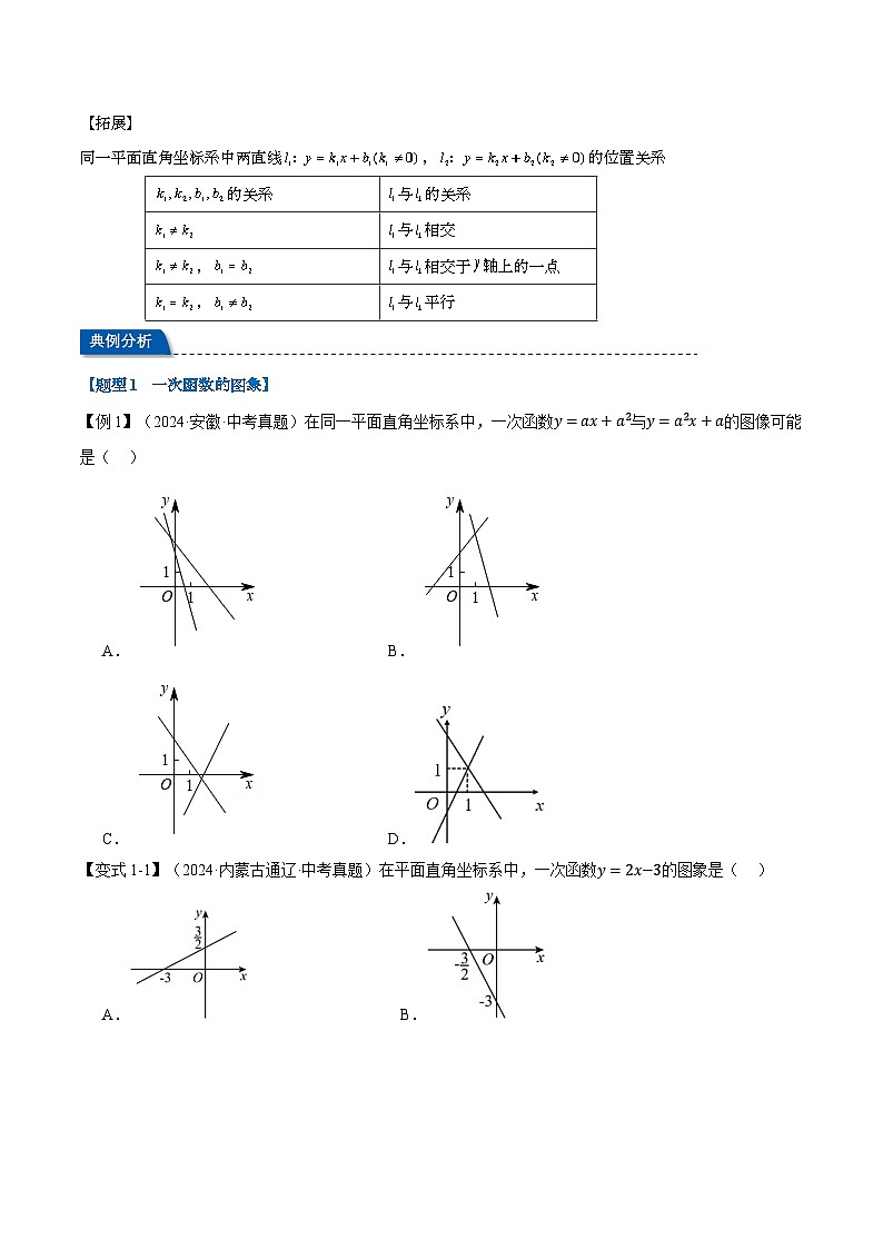 2025年中考数学一轮复习第11讲 一次函数（讲义）【2大考点12大题型】（举一反三）（原卷版）第3页