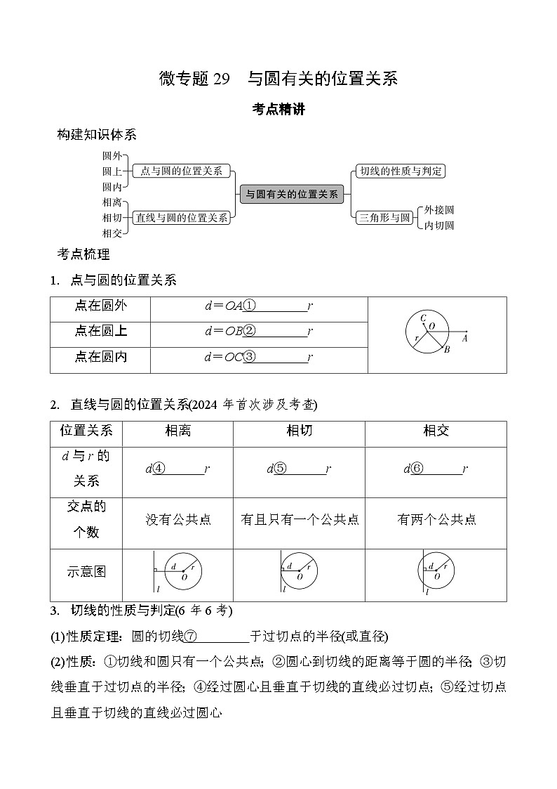 29 与圆有关的位置关系-2025版数学中考二轮总复习微专题讲义第1页