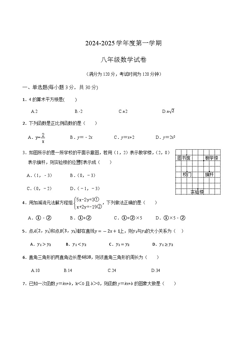 广东省茂名市高州市2024-2025学年八年级上学期12月月考数学试卷(含答案)第1页