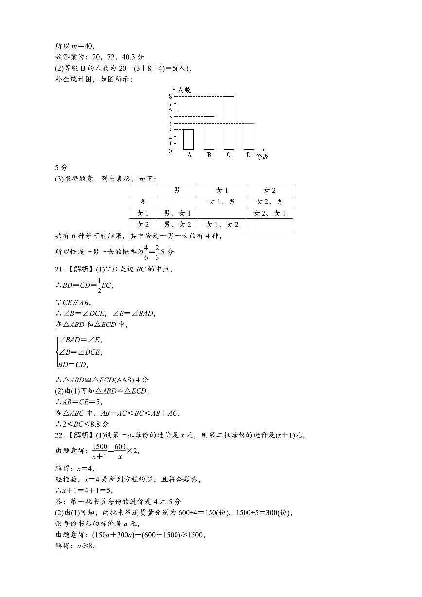2024-2025学年长沙市一中集团九年级期中考试数学试卷答案第2页
