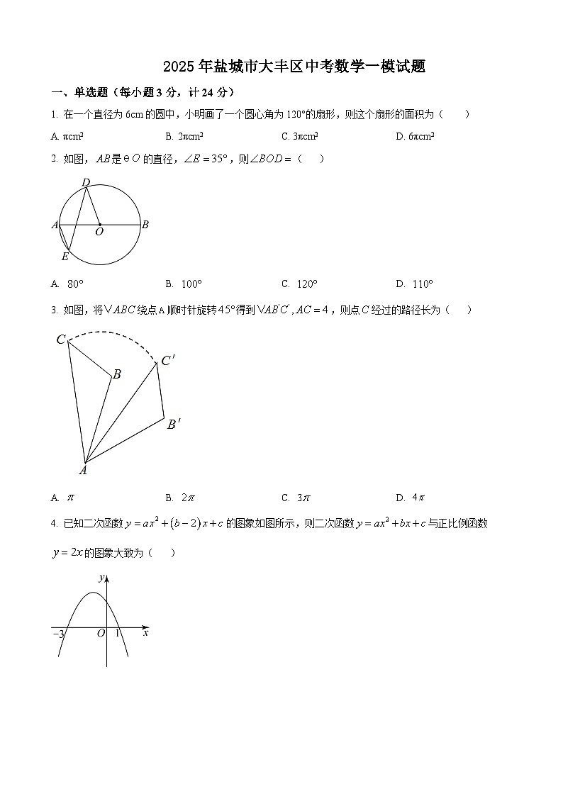 2025年盐城市大丰区中考数学一模试题（含解析）第1页
