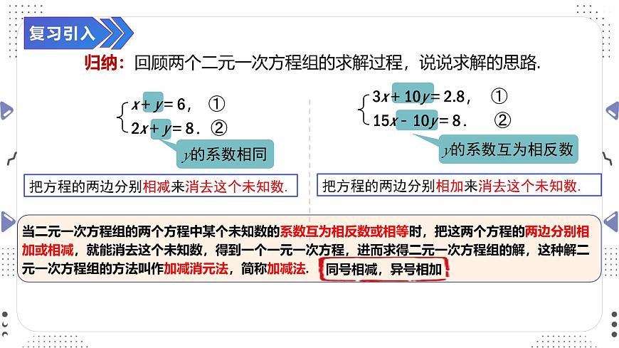 10.2.2 用加减消元法解二元一次方程组（二）课件 2025学年人教版数学七年级下册第2页