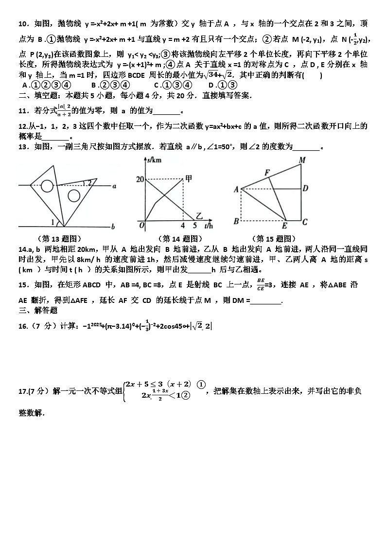 2025年九年级下学期数学模拟考试试题以及答案(适用北师大版)第2页