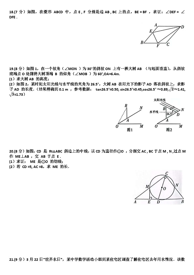 2025年九年级下学期数学模拟考试试题以及答案(适用北师大版)第3页