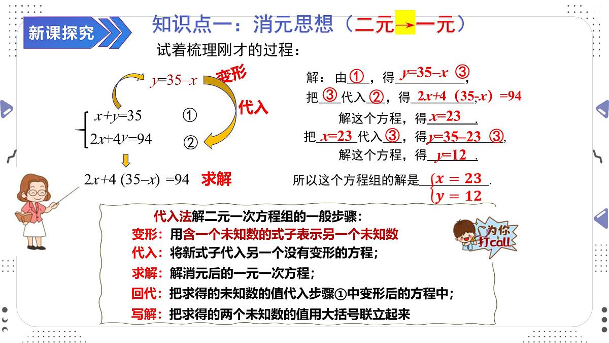 10.2.1　用代入消元法解二元一次方程组（一）课件 2024—2025学年人教版数学七年级下册第5页