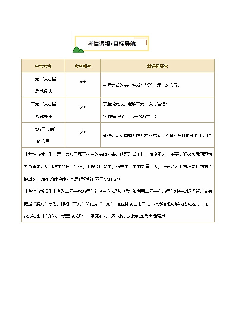 第05讲 一次方程（组）及其应用 (思维导图+5考点+3命题点15种题型（含5种解题技巧）)（讲义）（原卷版）第2页