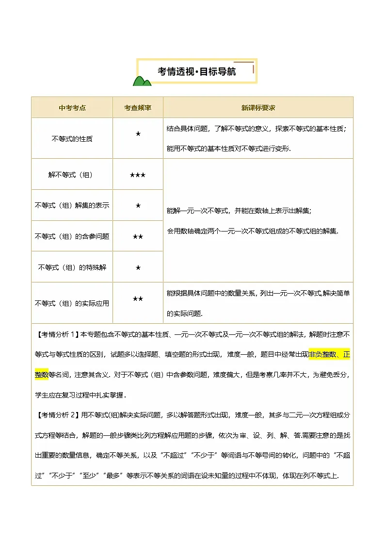 第08讲 不等式（组）及其应用（讲义，4考点+3命题点14种题型（含3种解题技巧）)（解析版）第2页