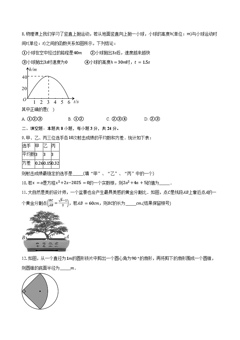 2024-2025学年江苏省连云港市灌云县西片九年级（下）3月月考数学试卷（含答案）第2页
