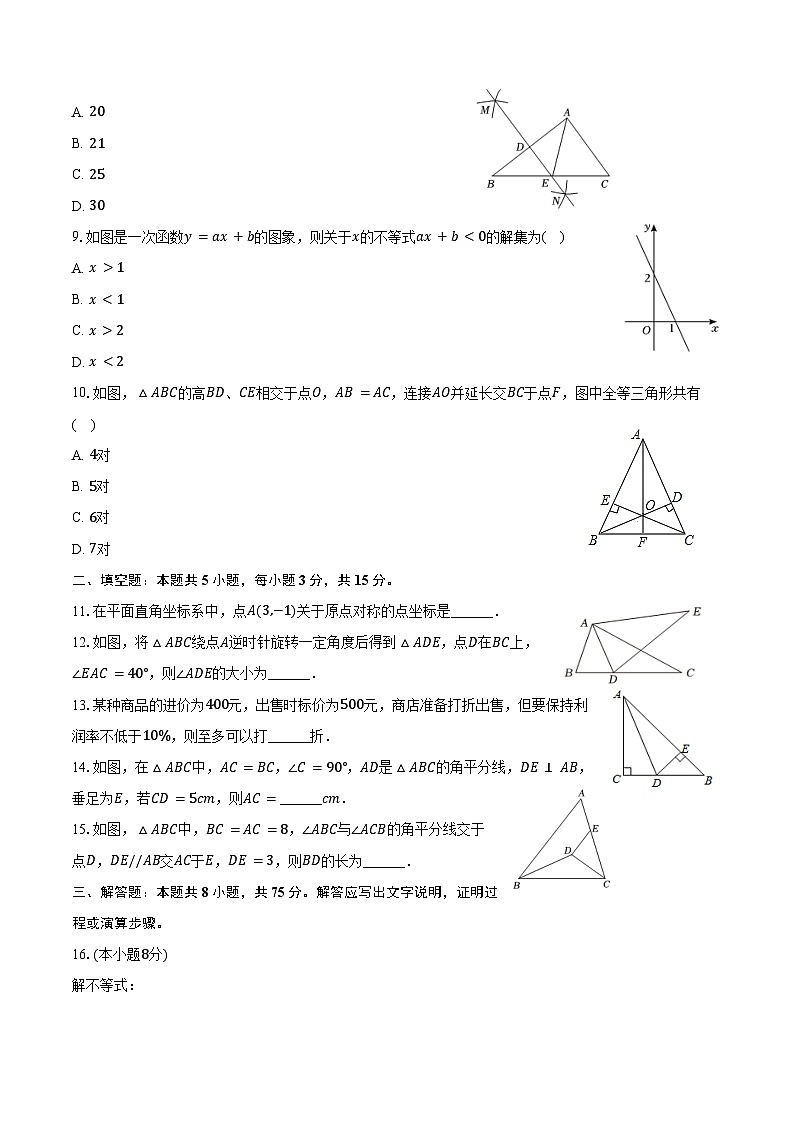 2024-2025学年辽宁省沈阳七中八年级（下）月考数学试卷（3月份）（含答案）第2页