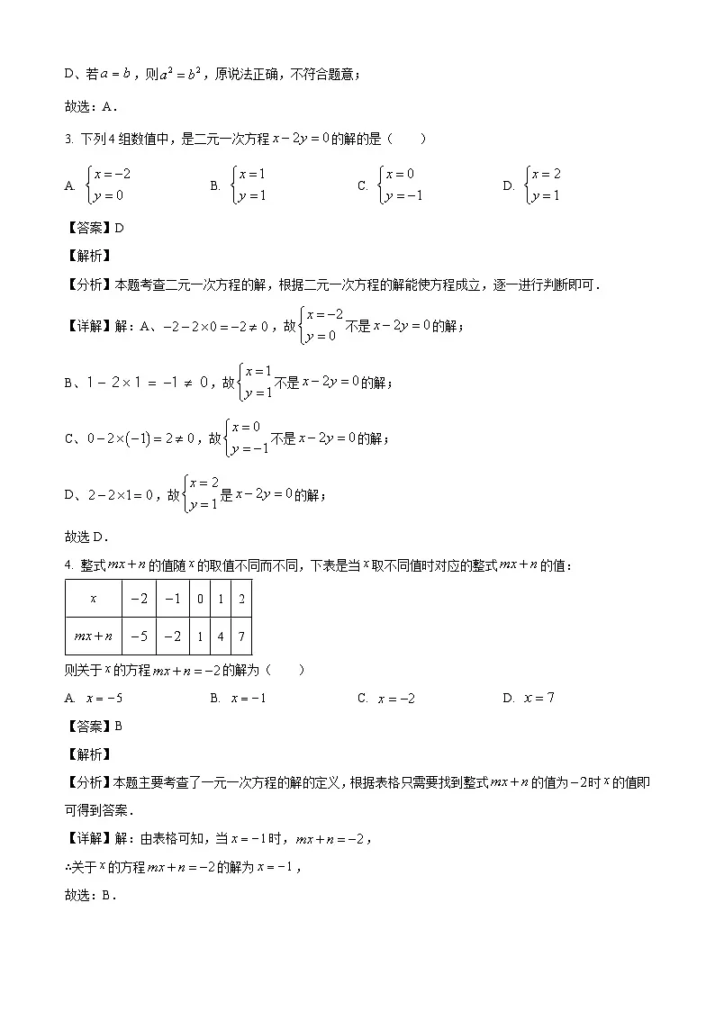 山西省临汾市部分学校2024-2025学年七年级下学期第一次能力训练 数学试题（含解析）第2页