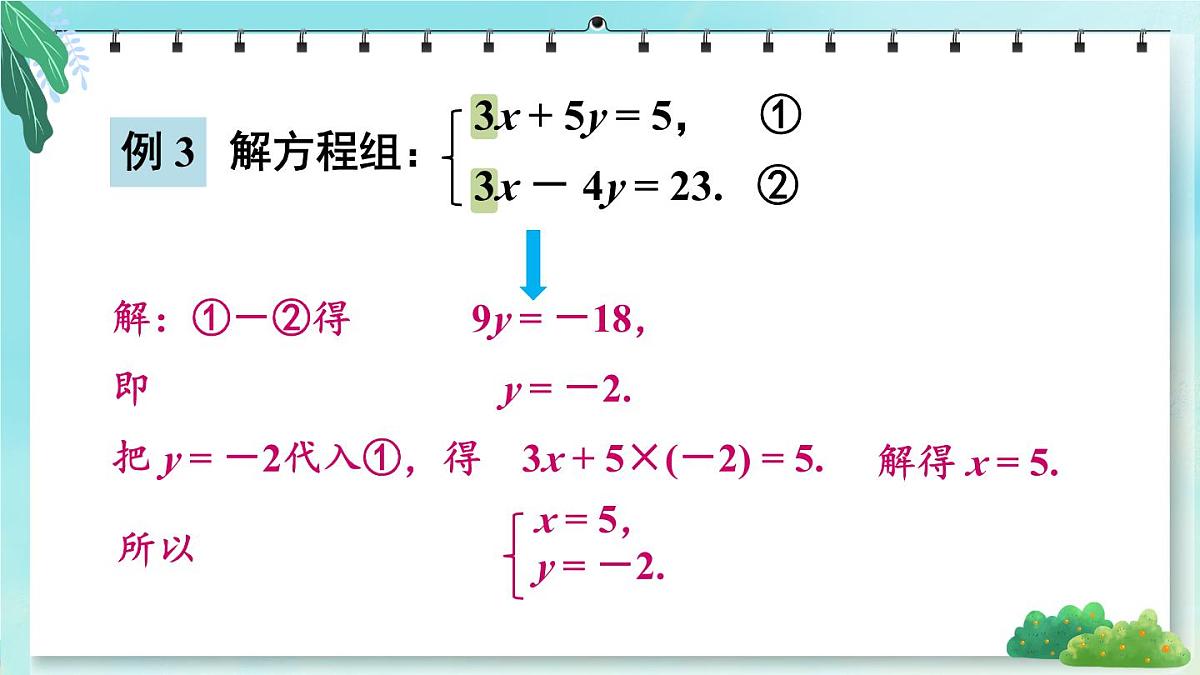 6.2 二元一次方程组的解法 课件 2024—2025学年华东师大版七年级数学下册第4页