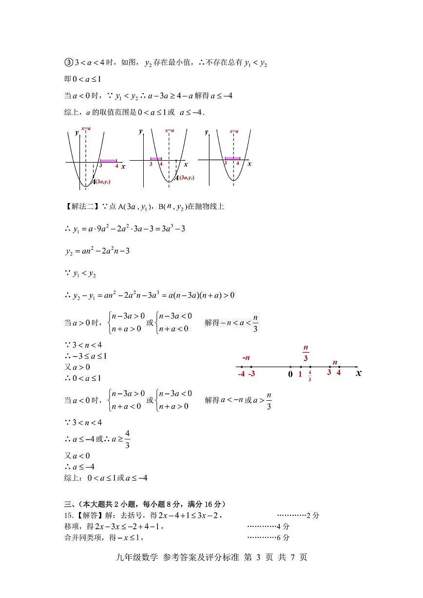 安徽省合肥市包河区2025年中考一模数学试卷答案第3页