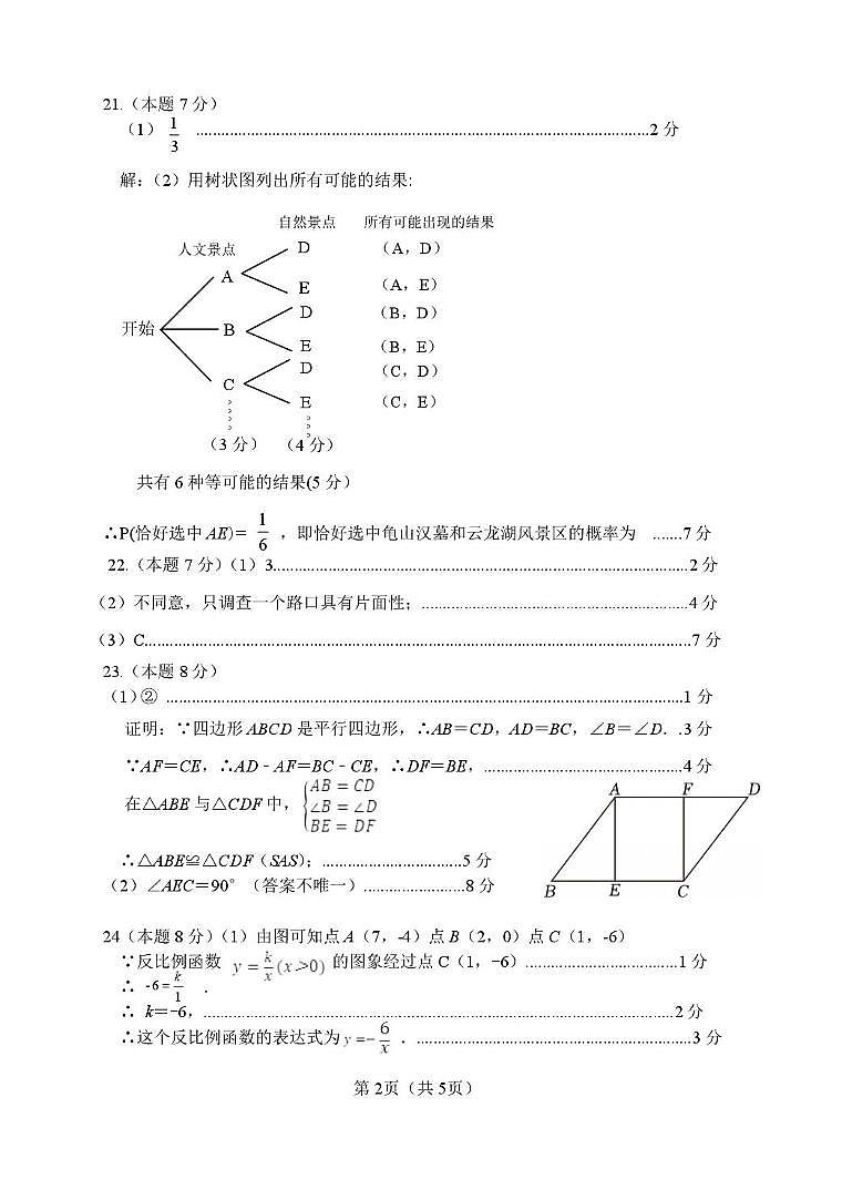 2025年江苏省徐州市铜山区中考一模数学试题答案第2页