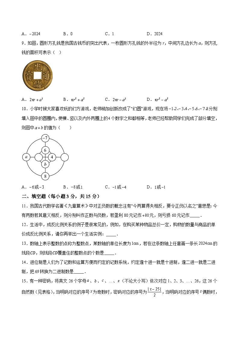 河南省驻马店市确山县2024-2025学年七年级上学期11月期中考试数学试卷(含解析)第2页