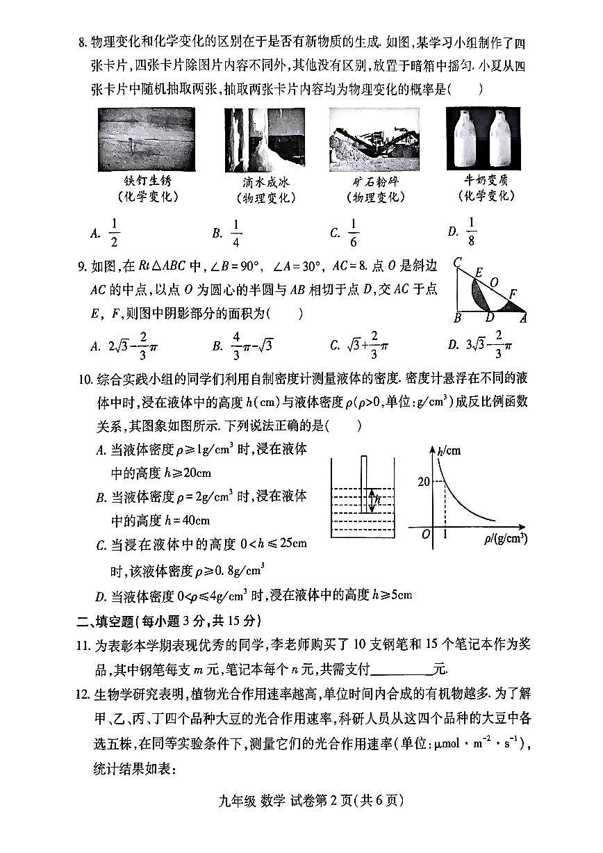 2025年河南洛阳洛龙区中考一模数学试卷（含答案）第2页