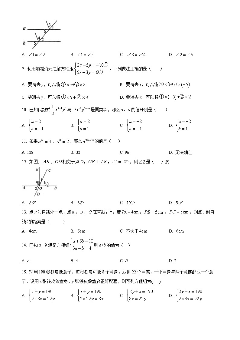 河北省石家庄市第六中学2024-2025学年七年级下学期4月期中 数学试题第2页