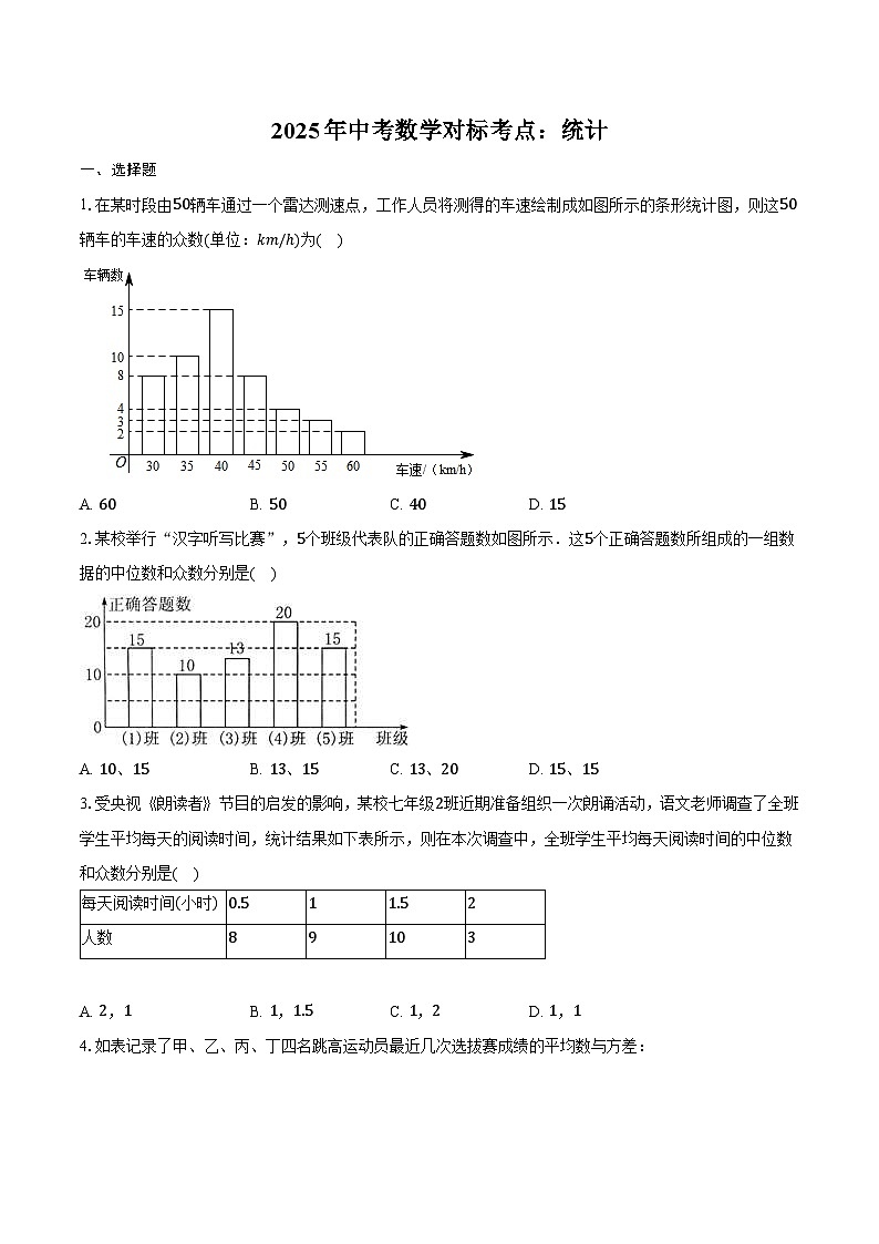 2025年中考数学对标考点：统计-专项训练【含答案】第1页