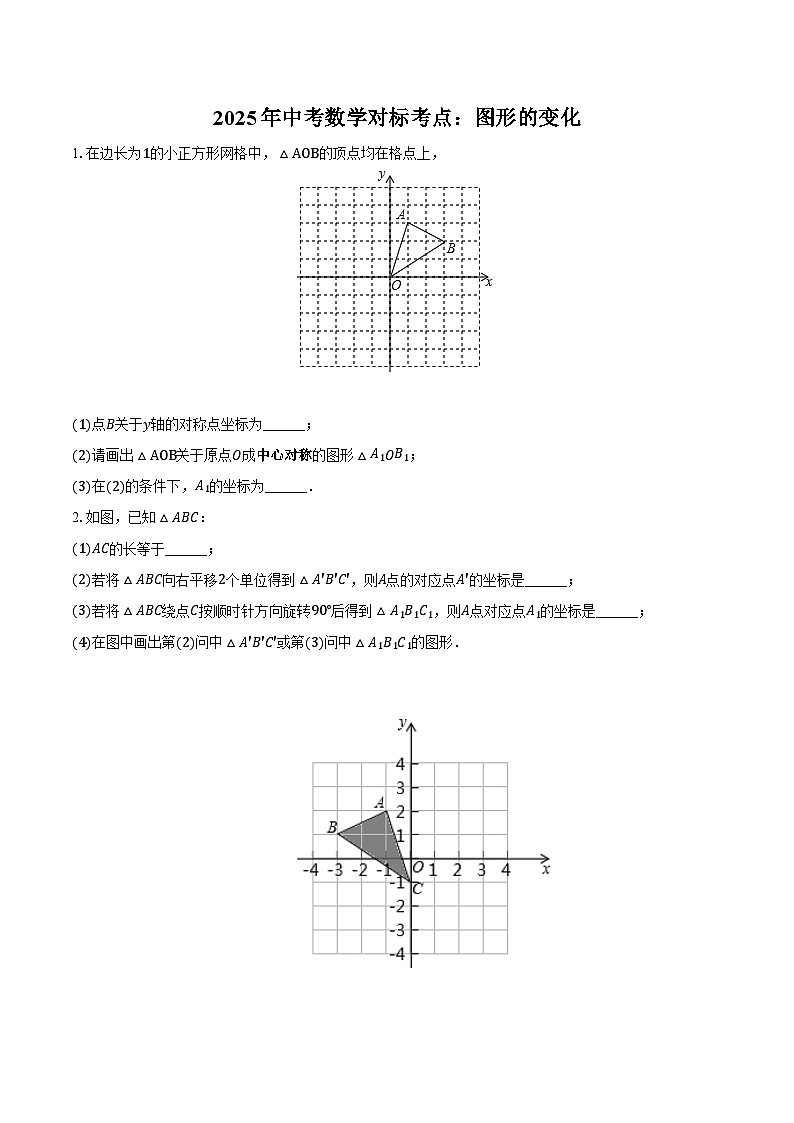 2025年中考数学对标考点：图形的变化-专项训练【含答案】第1页