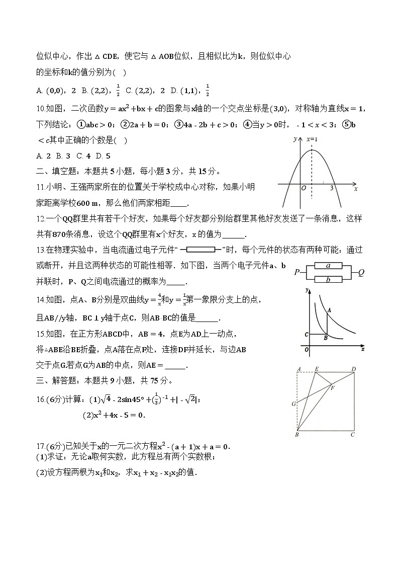 湖北省黄石市大冶市2025届九年级下学期开学考试数学试卷(含答案)第2页