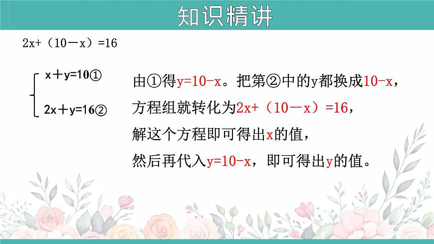 初中 数学人教版（2024）七年级下册10.2.1 消元——解二元一次方程组-代入法 课件第5页