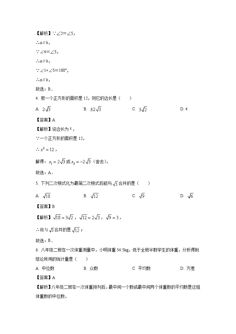 河北省保定市竞秀区2024-2025学年八年级下学期开学数学试卷（解析版）第2页