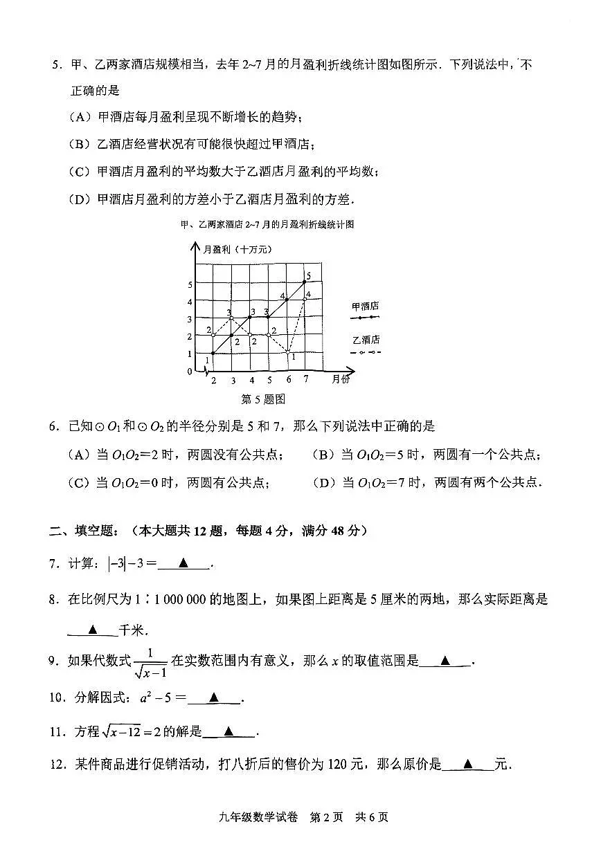 2025年上海市静安区中考数学二模试卷第2页