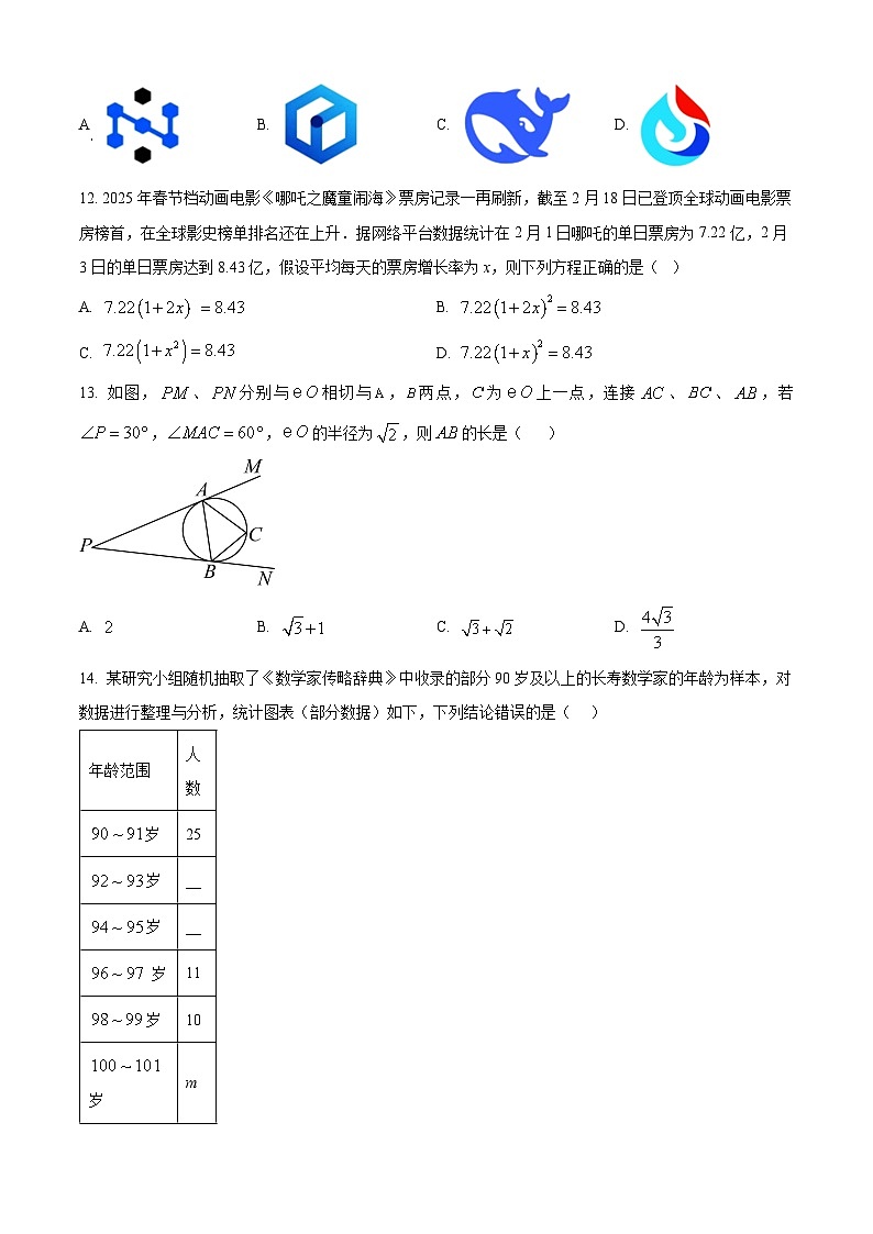 2025年云南省临沧地区中学中考模拟预测数学试卷（原卷版+解析版）第3页