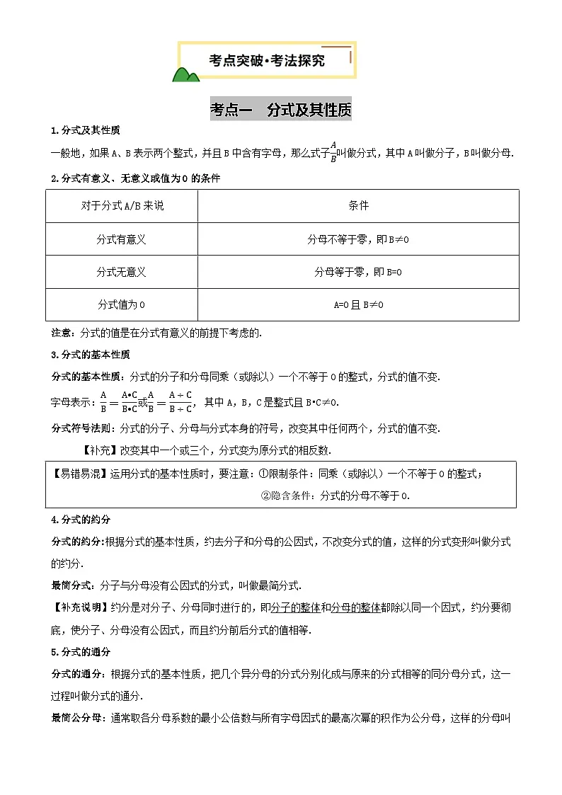 中考数学专题复习第03讲 分式(讲义，2考点+2命题点8种题型(含4种解题技巧))(解析版)第3页