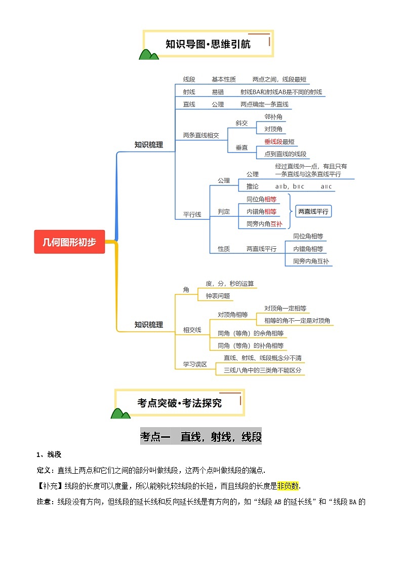 中考数学专题复习第15讲 几何图形的初步(讲义，5考点+2命题点15种题型(含4种解题技巧))(原卷版)第3页