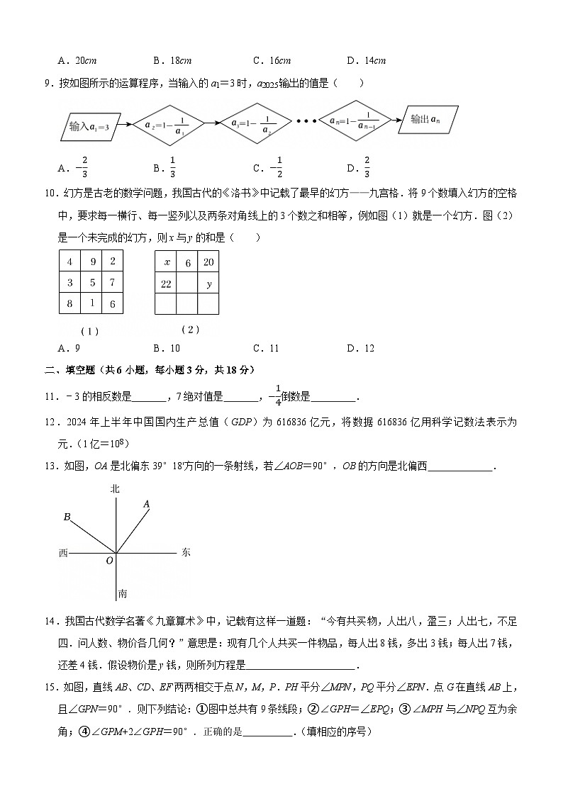 武汉市东湖高新区2024-2025学年上学期期末七年级数学试卷（word版）第2页
