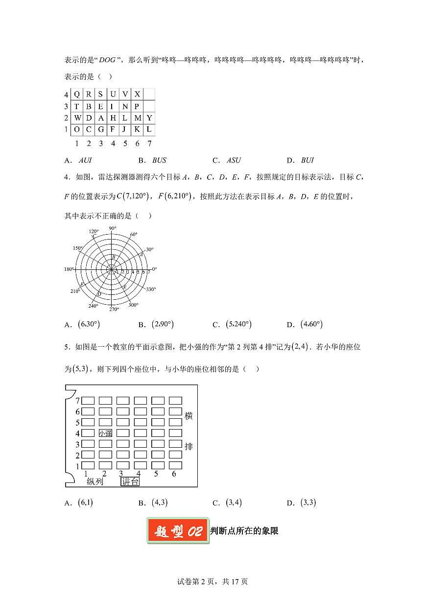 2024-2025学年 平面直角坐标系（6大基础题6大提升题）七年级数学下册期中真题检测试题第2页