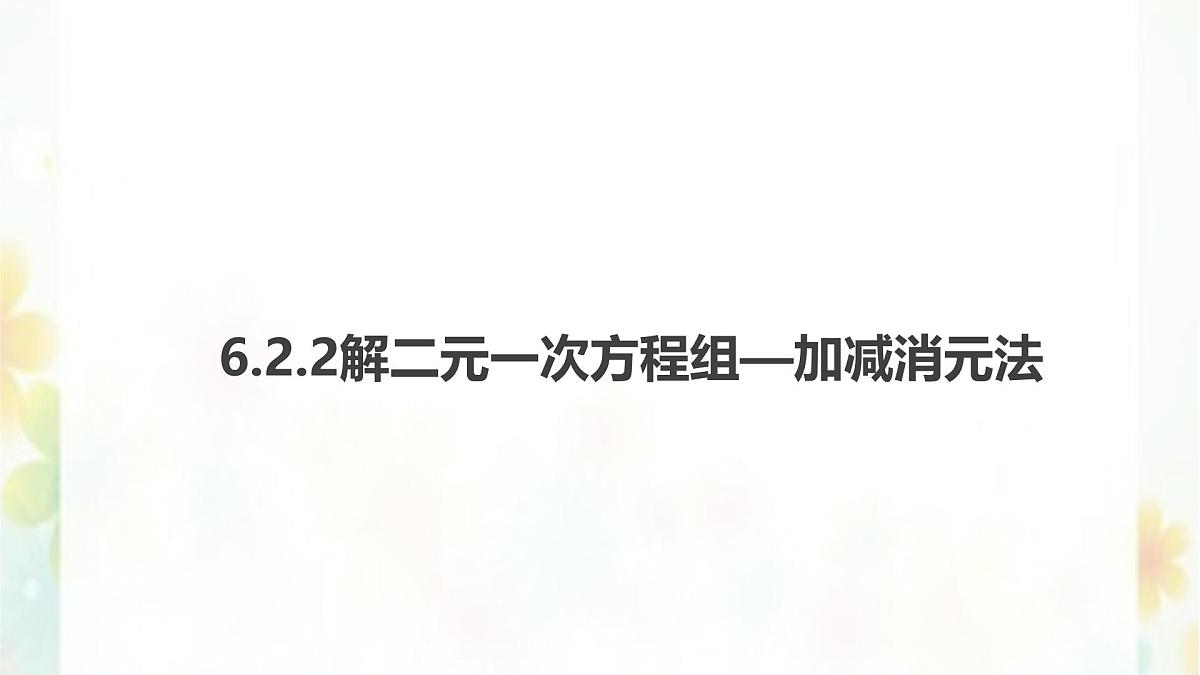 6.2.2二元一次方程组的解法—加减消元法--课件 华东师大版（2024）数学七年级下册第1页
